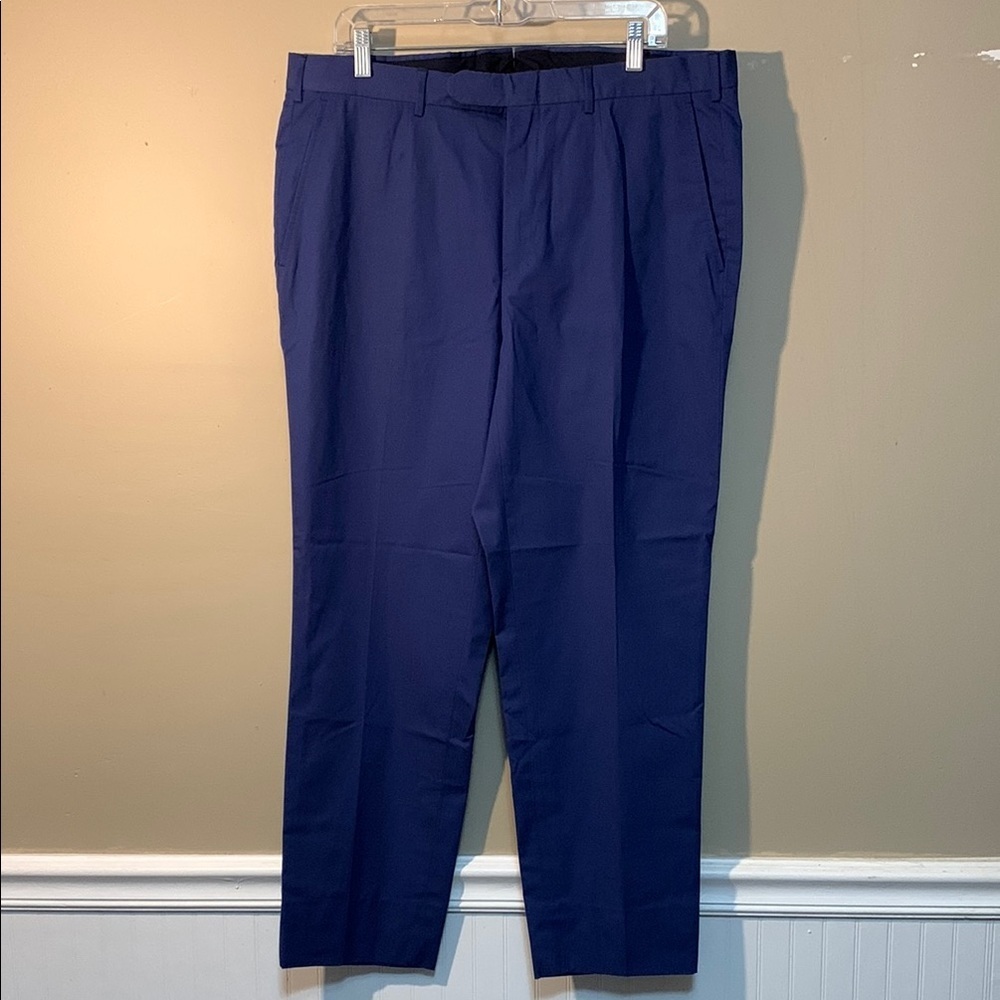 Zegna Su Misura Men Cotton Cobalt Blue Pants L/XL 37-38 Waist Office Preppy